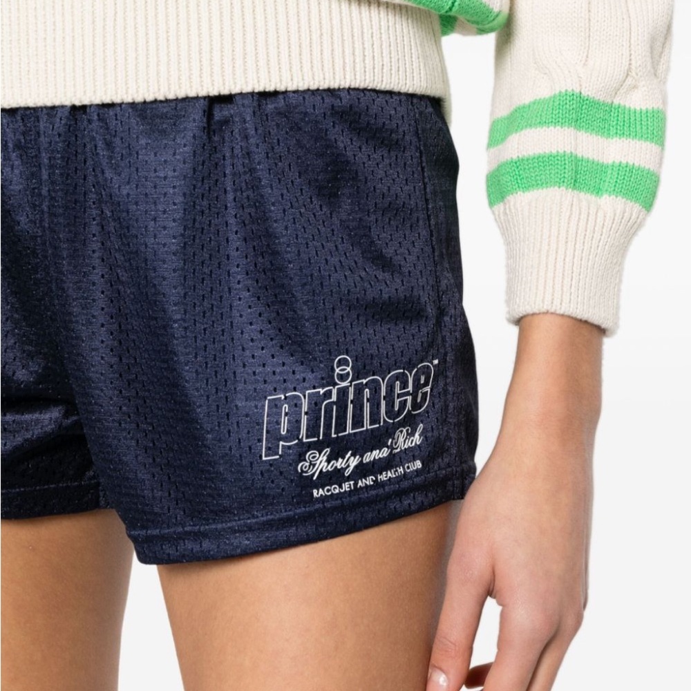 SPORTY & RICH Navy Prince Edition Shorts